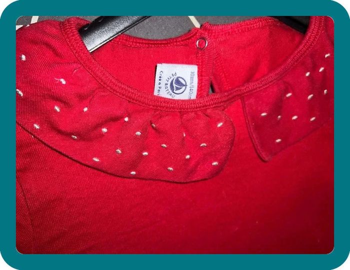 T-shirt manches longues col Claudine brodé 10 ans - Petit Bateau