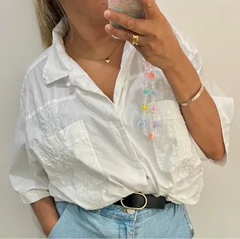 Chemise Ample Blanche Gap Brodée Taille L