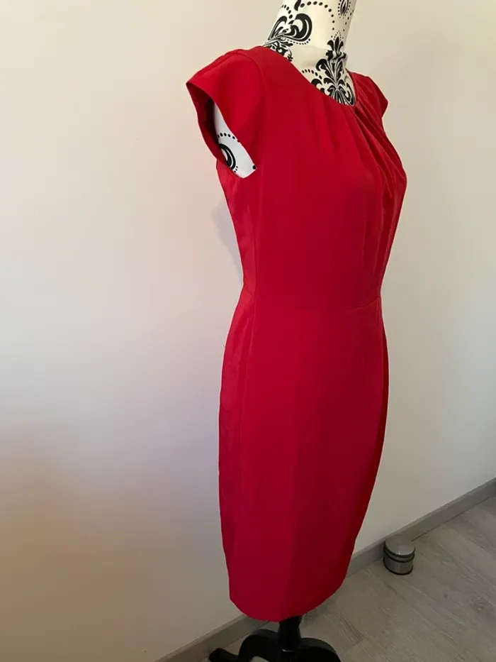 Robe fourreau rouge BPC effet portefeuille - Taille 38 - photo numéro 5