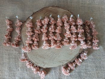 Lot de 14 pompons long saumon beige marron crème