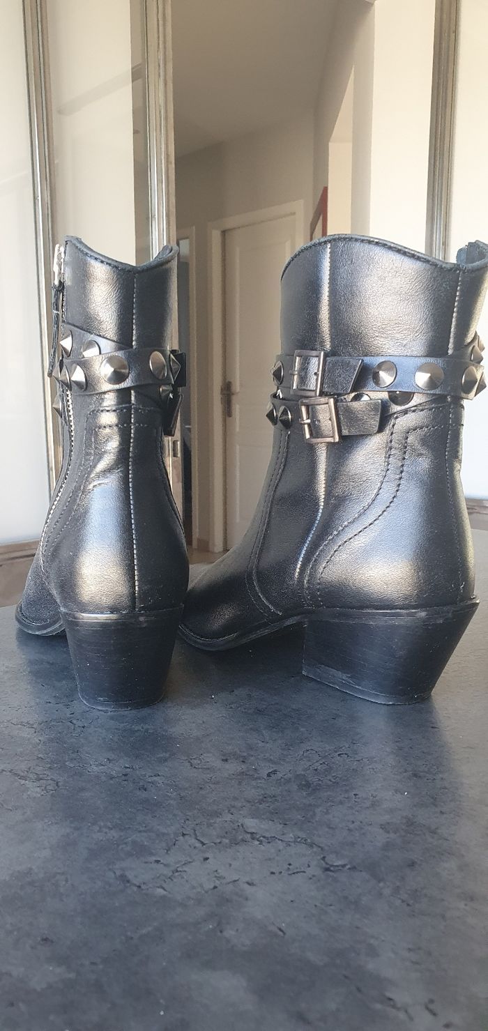 Bottines  noires en cuir - photo numéro 7