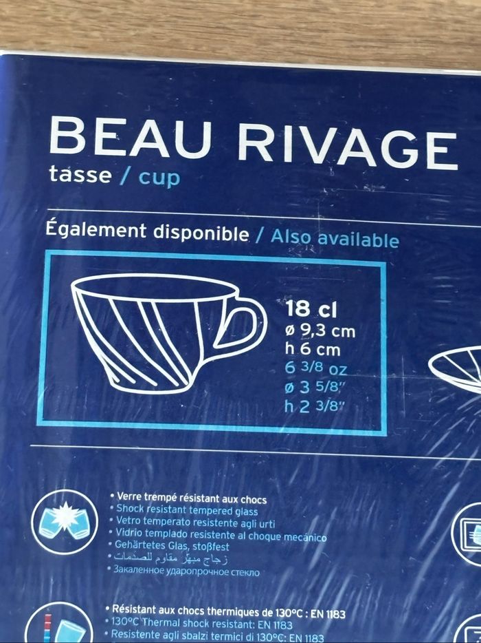 Lot de  6 tasses Duralex Beau Rivage bleues neuves - photo numéro 5