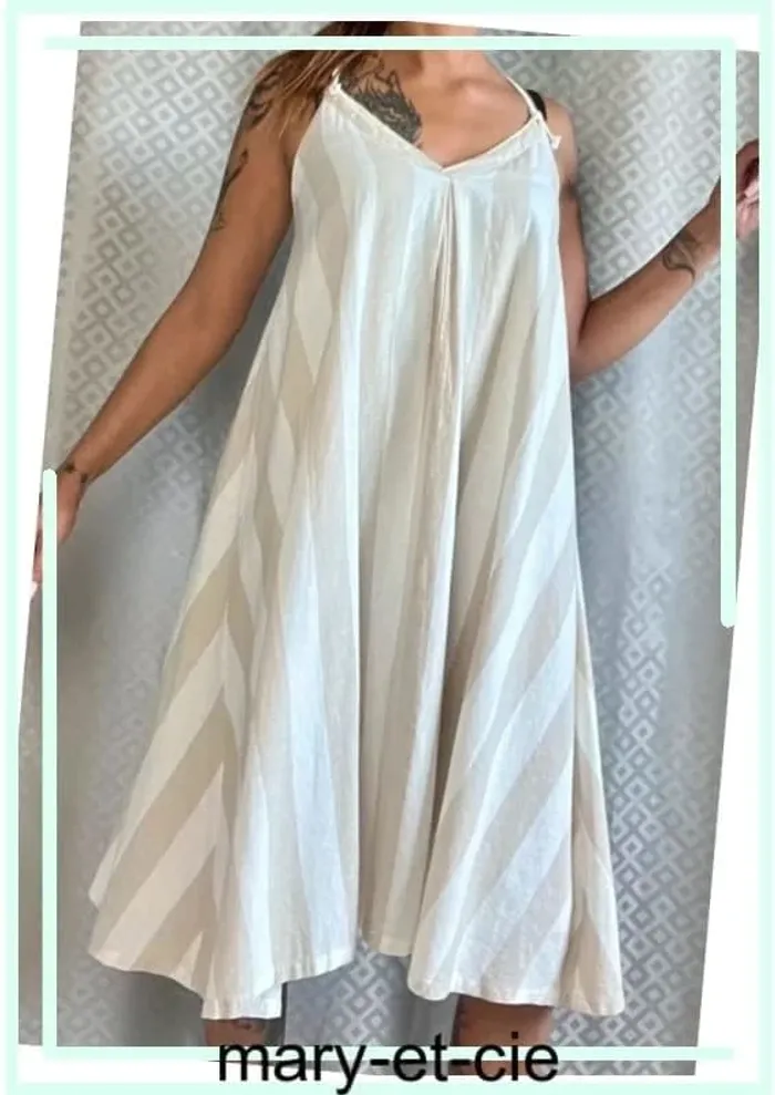 SOLDE - Robe d’été ample à fine bretelles - taille 36 - minimum - 80 % coton, 20 % lin - photo numéro 3
