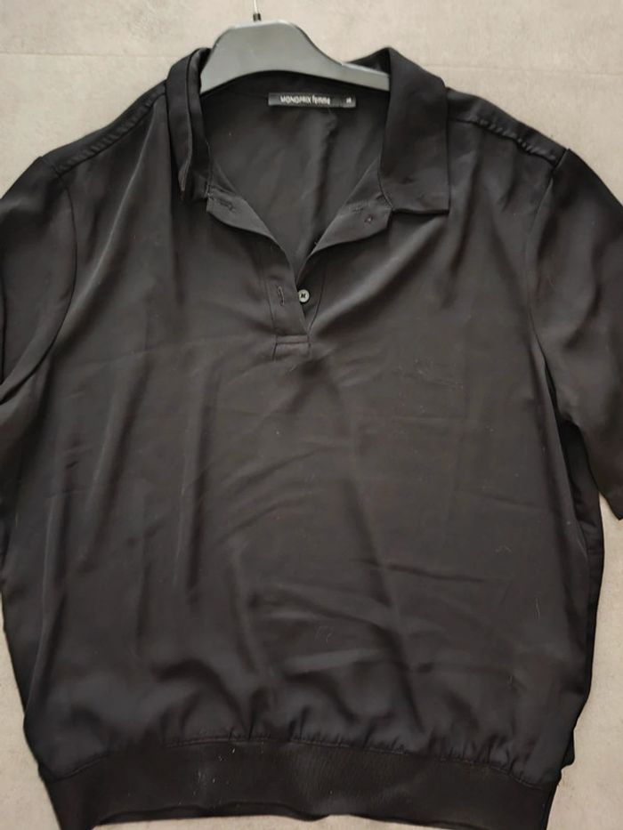 Polo Monoprix noir taille élastique manches courtes 40 - photo numéro 2