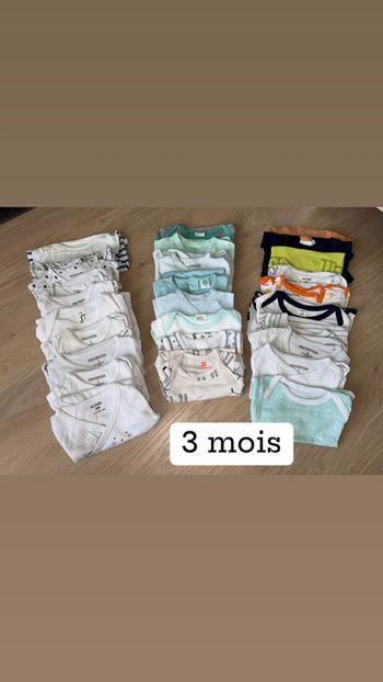 Lot de 27 bodies/ body bébé taille 3 mois