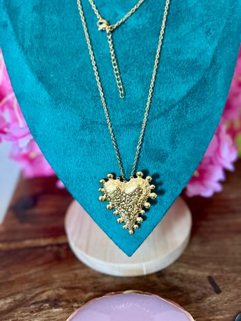 Collier sautoir cœur acier inoxydable 