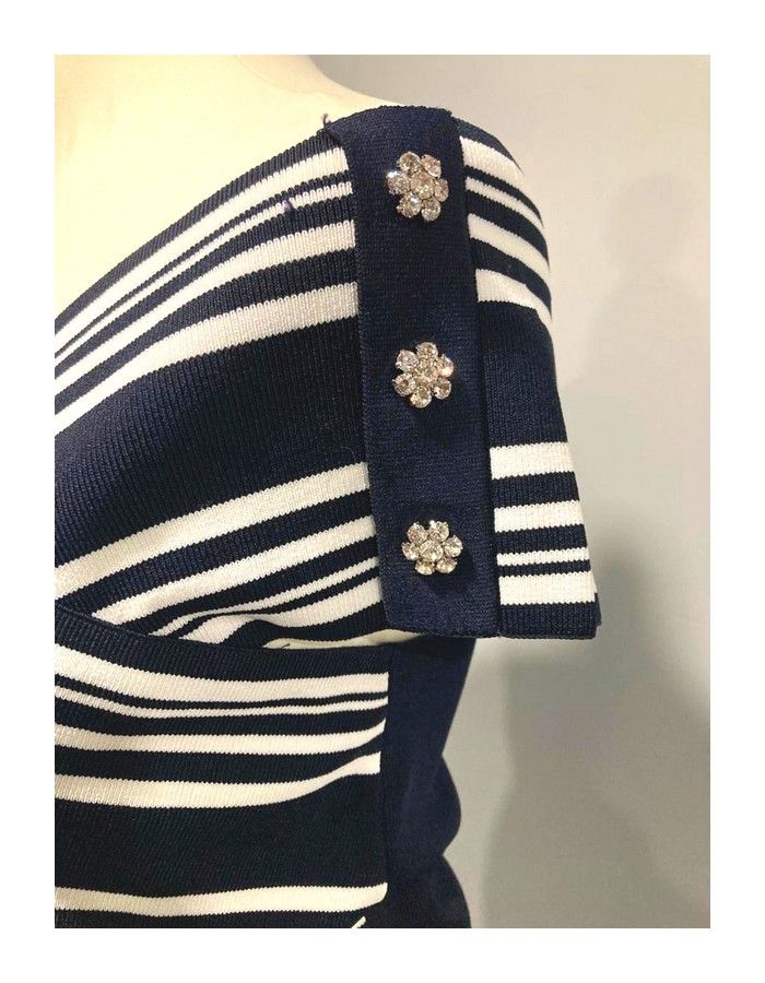 Robe bleue marine et blanche Morgan taille S - photo numéro 4