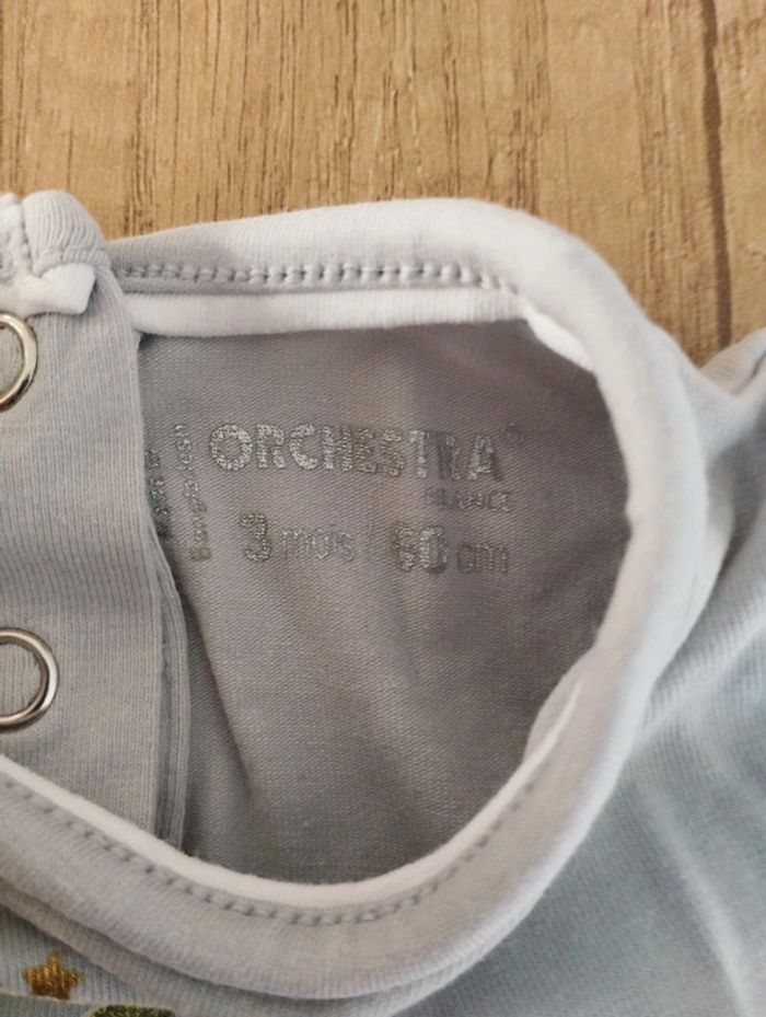 T-shirt manches longues fille gris taille 3 mois Orchestra - photo numéro 3