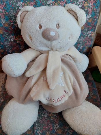 Grand ours en peluche Sauthon caramel