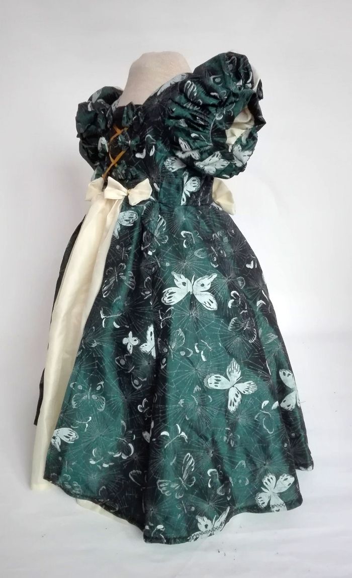 Robe de princesse déguisement vert beige carnaval 3-4 ans cadeau - photo numéro 6