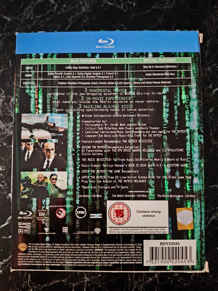 Coffret Matrix Trilogie en Blu-ray (Import UK avec VF) - photo numéro 2