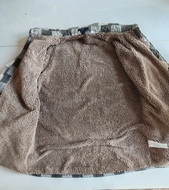 Manteau/veste epaisse molletonnée a carreaux vichy gris blanc - photo numéro 4