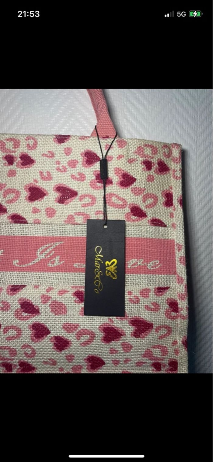 Sac cabas rose et blanc - photo numéro 2