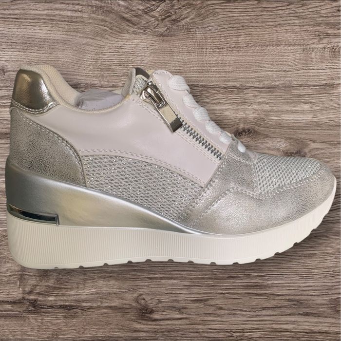 Baskets compensées argentées taille 36 neuve - photo numéro 5