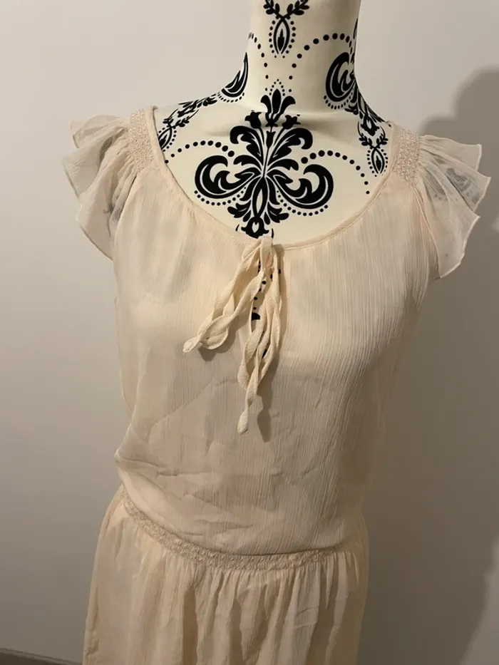 Robe Zara bohème/estivale taille L - beige/crème - photo numéro 3