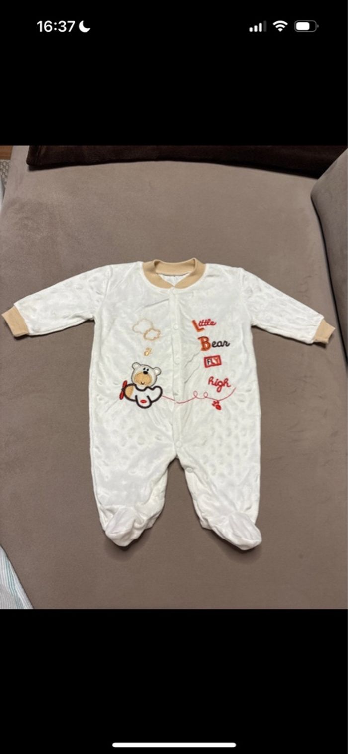Pyjama Grenouillère Blanc - Taille 0 naissance - photo numéro 2