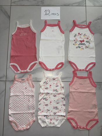 Lot de 6 body petit bateau 12 mois