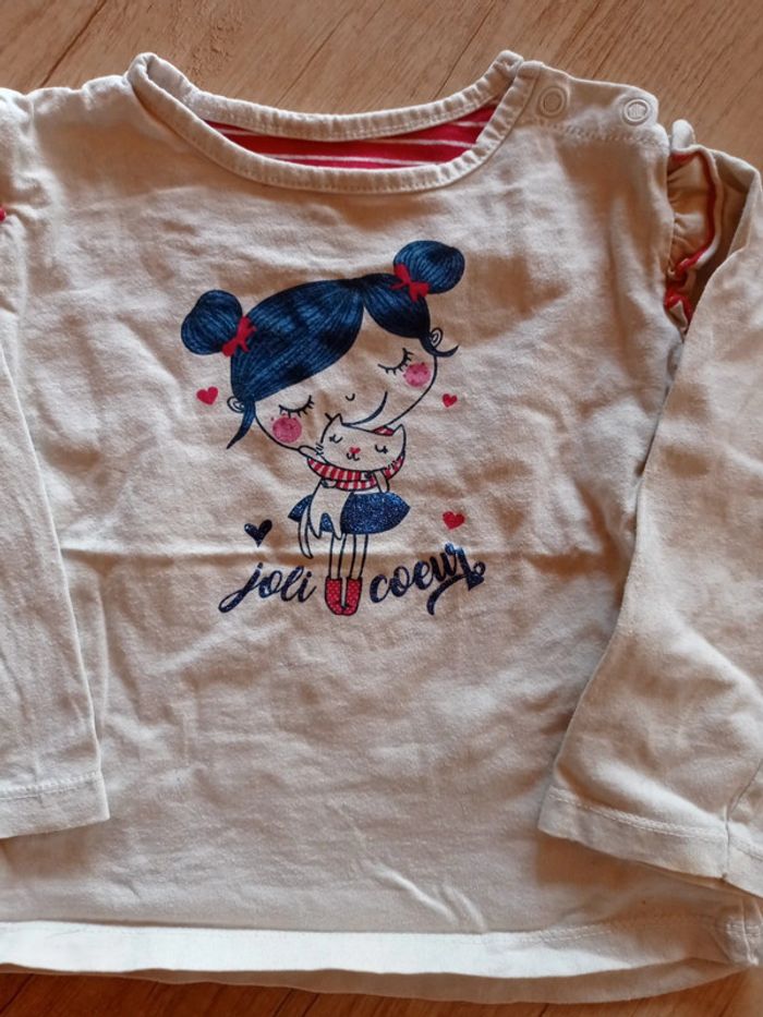 Tee-shirt manches longues joli cœur - photo numéro 2