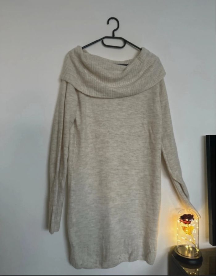 Robe pull en laine crème - photo numéro 3