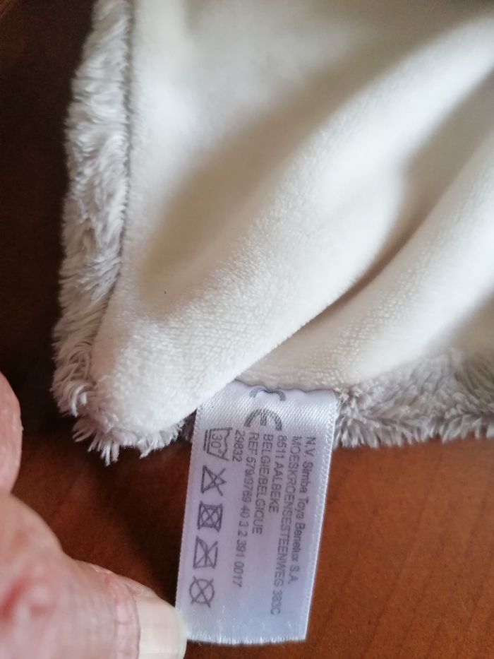 Doudou plat tête d'ourson avec capuche à oreille - photo numéro 5