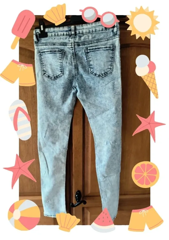 Pantalon jeans skinny destroy fille 14 ans - photo numéro 3