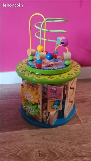 Cube Activite en Bois 10 en 1 Multifonction Labyrinthe de Perles pour Enfant