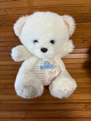 Vintage ancien ours blanc imprimé lapin nounours
