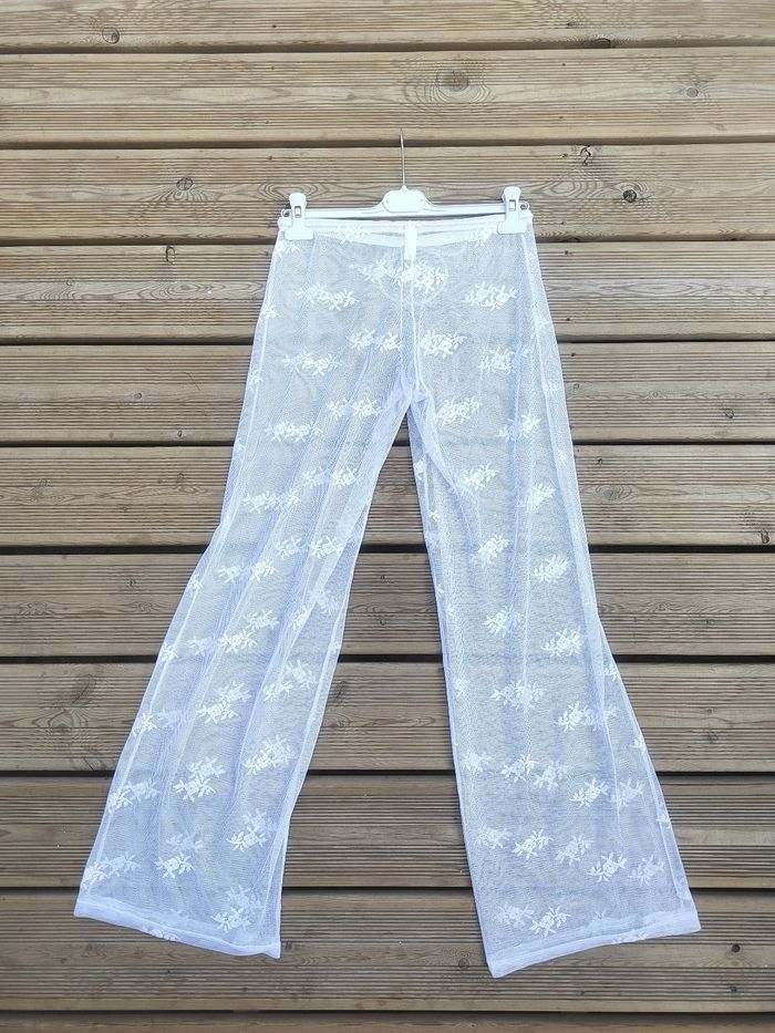 Pantalon Transparent à Fleurs blanc – Taille M – Sexy Lingerie & Fashion - photo numéro 4