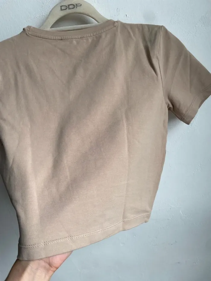 T shirt Zara Crop Top sable - photo numéro 4