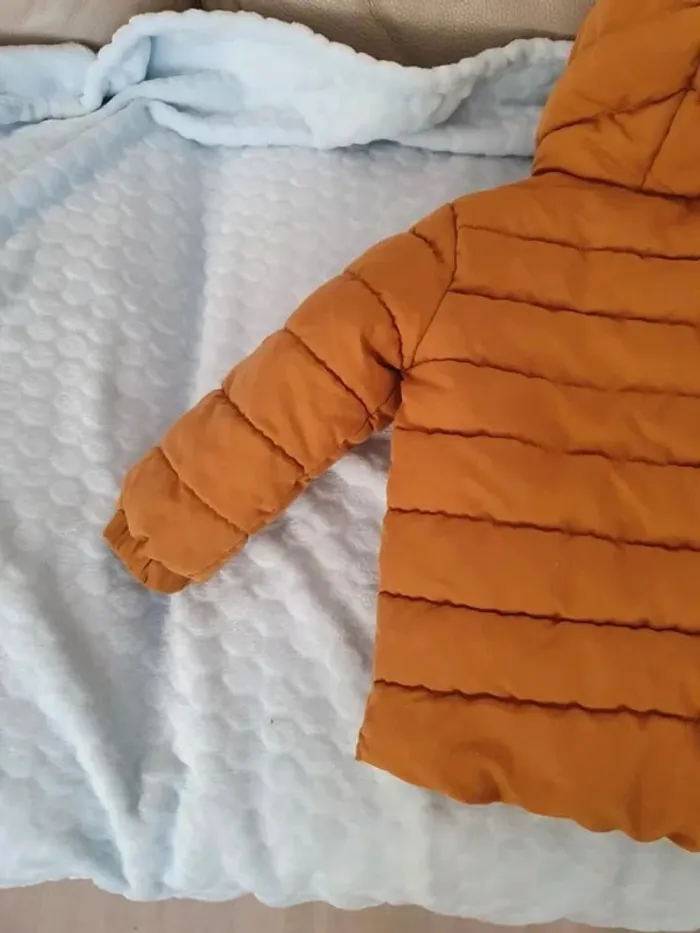 Blouson doudoune 24 mois 2 ans lulu castagnette chaude jaune loutarde camel bleu polaire - photo numéro 6