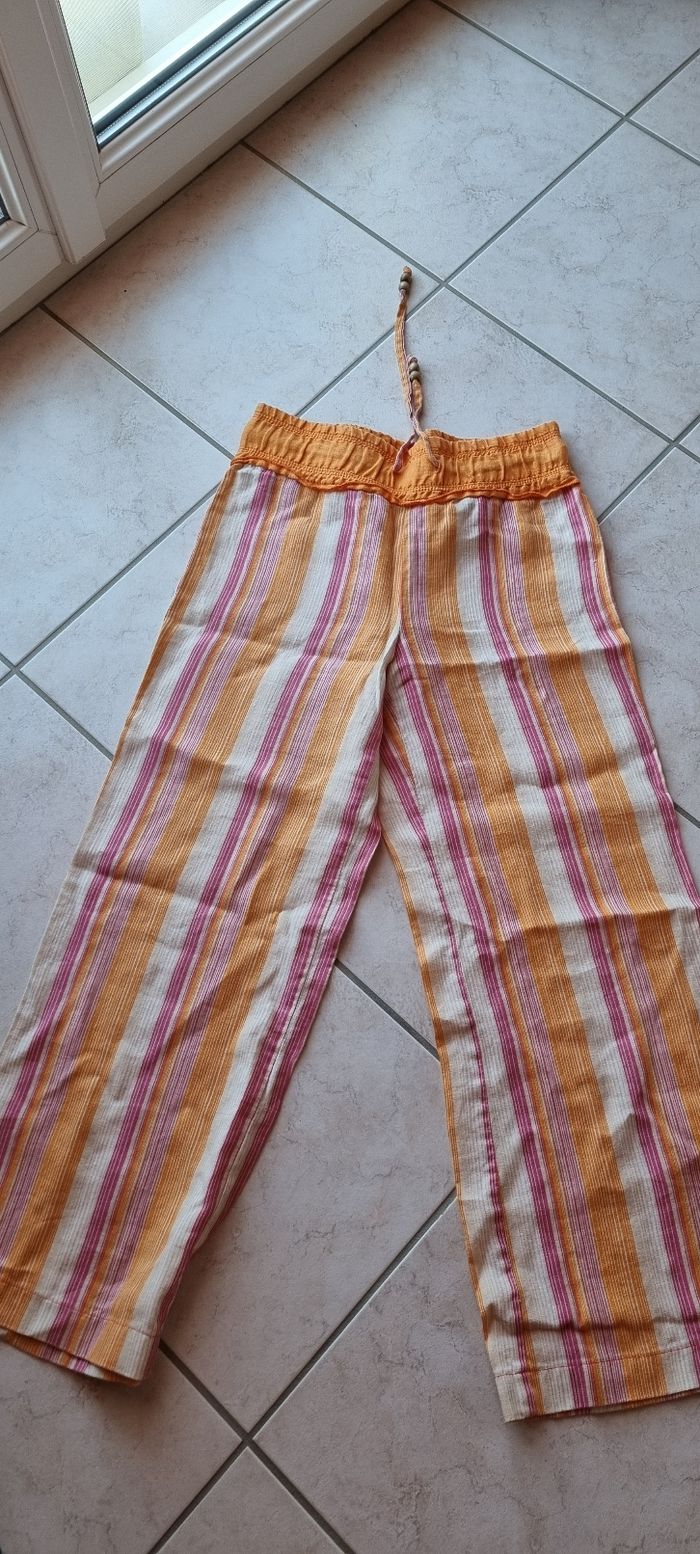 Pantalon lin coloré