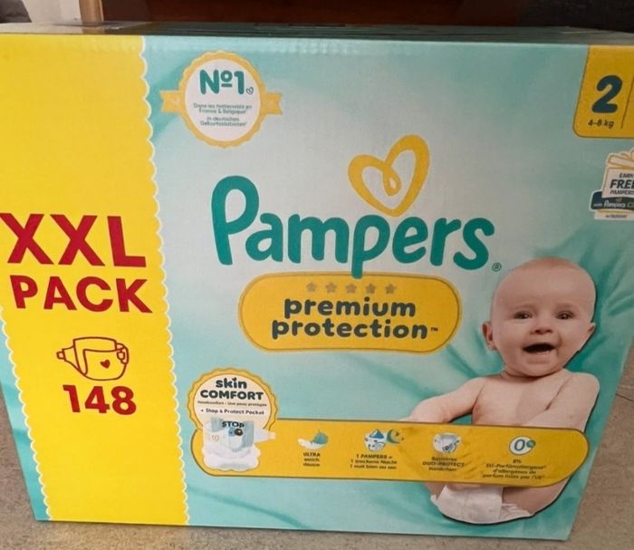 Pack xxl 148 Couches pampers  tailles 2 Premium Protection 4-8kg neuf