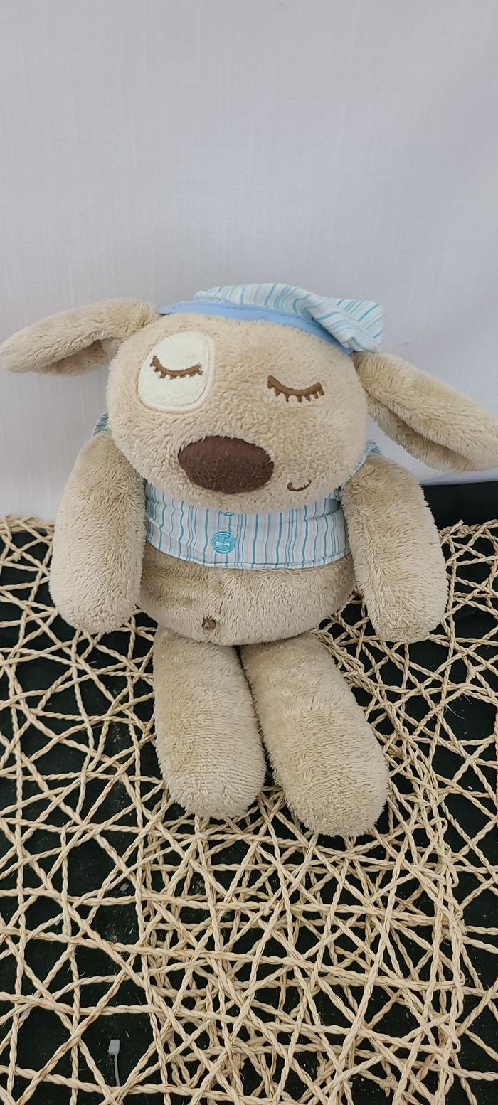 MAMAS & PAPAS DOUDOU CHIEN BEIGE DORMEUR PYJAMA BLEU SNOOZY SLEEPYHEADS - photo numéro 3