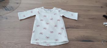 Tee-shirt manches longues blanc et rose bébé La redoute 54cm 1-2mois