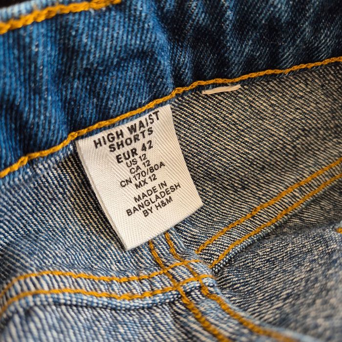 Short en jean bleu délavé High waist shorts taille haute neuf - H&M - Taille XL : 42 - photo numéro 5