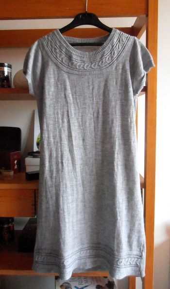 Pull long gris femme, tunique (possible robe), taille M 38