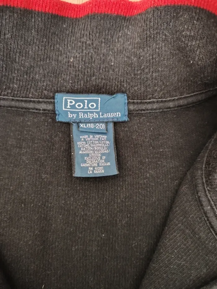 Pull col camionneur homme noir half zip ralph Lauren 1/4 zip taille xl - photo numéro 6
