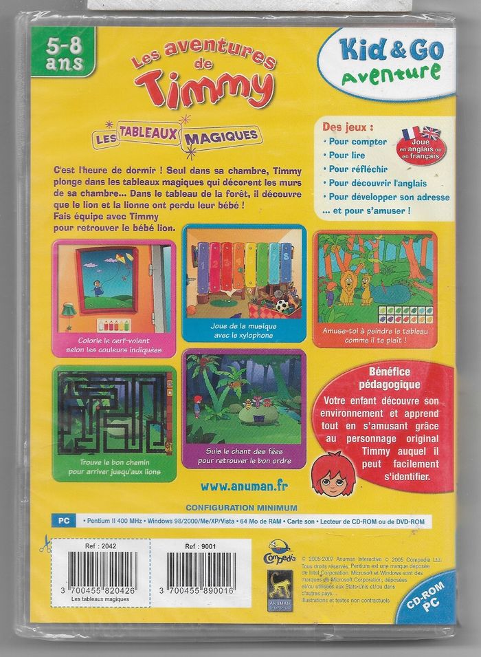 LES AVENTURES DE TIMMY - Les Tableaux Magique / Jeu PC Neuf sous blister Scellé - photo numéro 2