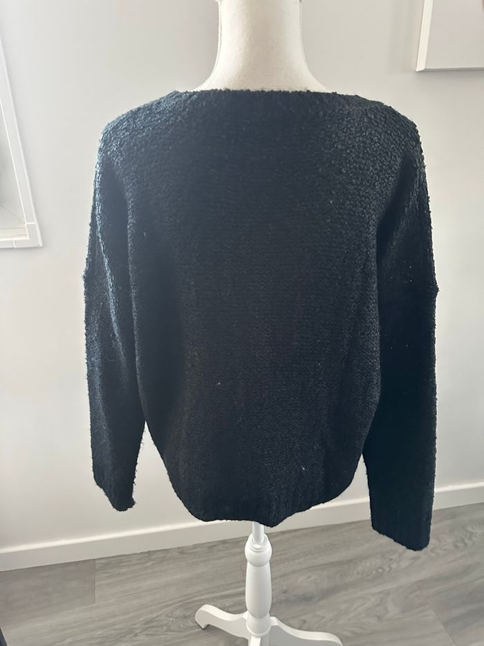 Pull oversize en maille huilée noire T38/40 M/L - photo numéro 4