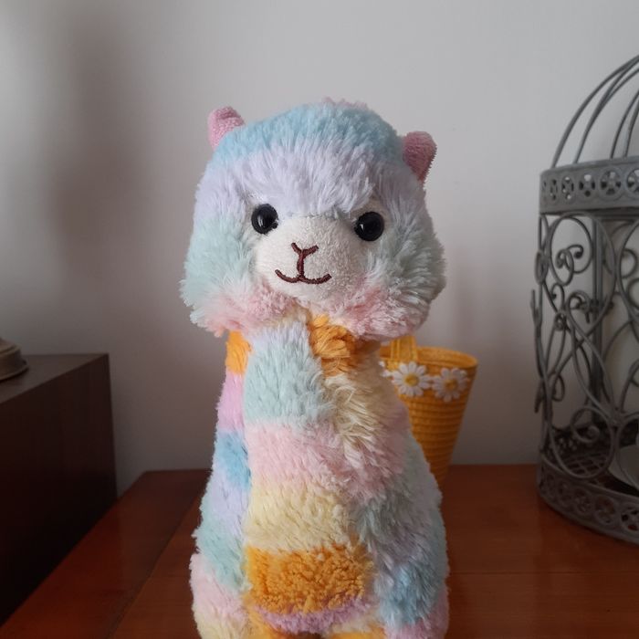 Peluche-doudou "Petit Lama/Alpaga" arc-en-ciel - photo numéro 2