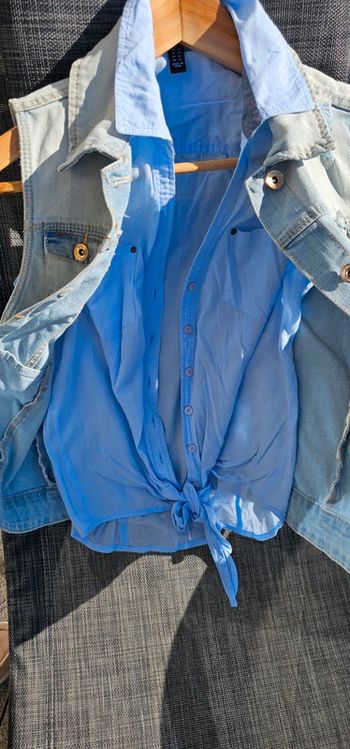 Veste jean Zara chemisier Jennyfer taille 34