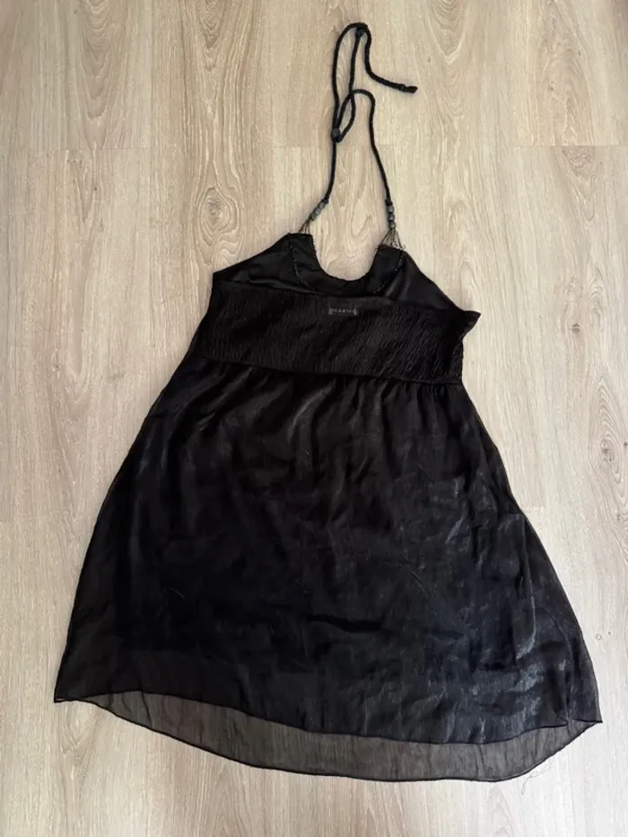 Robe tunique noire col à perle soleil - photo numéro 9