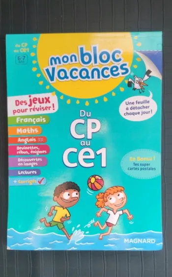 Cahier de vacances neuf mon bloc du CP au CE1