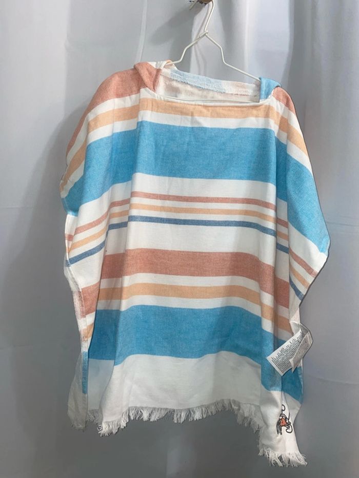 Poncho peignoir éponge Mickey Disney 80x60 cm coton blanc rayures neuf - n97h