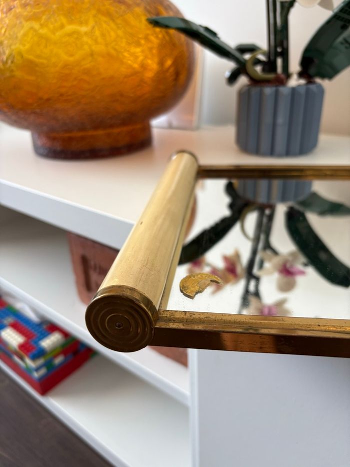 Plateau de service parchemin miroir art deco - bon état - photo numéro 2