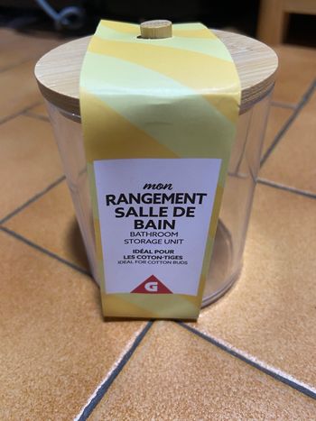 Boite de coton transparent plastique et bois neuve