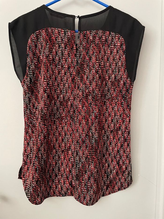 Chemisier noir et rouge femme / camaïeu - photo numéro 3