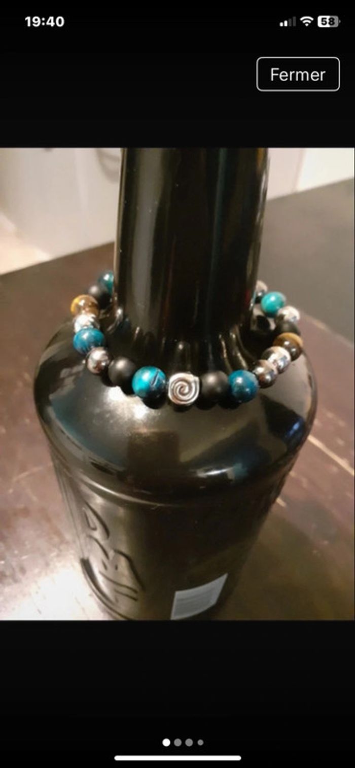Bracelet œil de tigre marron et bleu