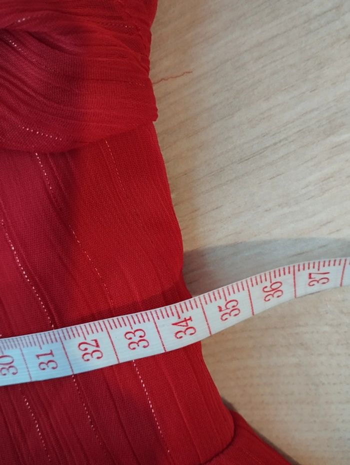 Robe de soirée longue vaporeuse rouge Promod taille 36 - photo numéro 12