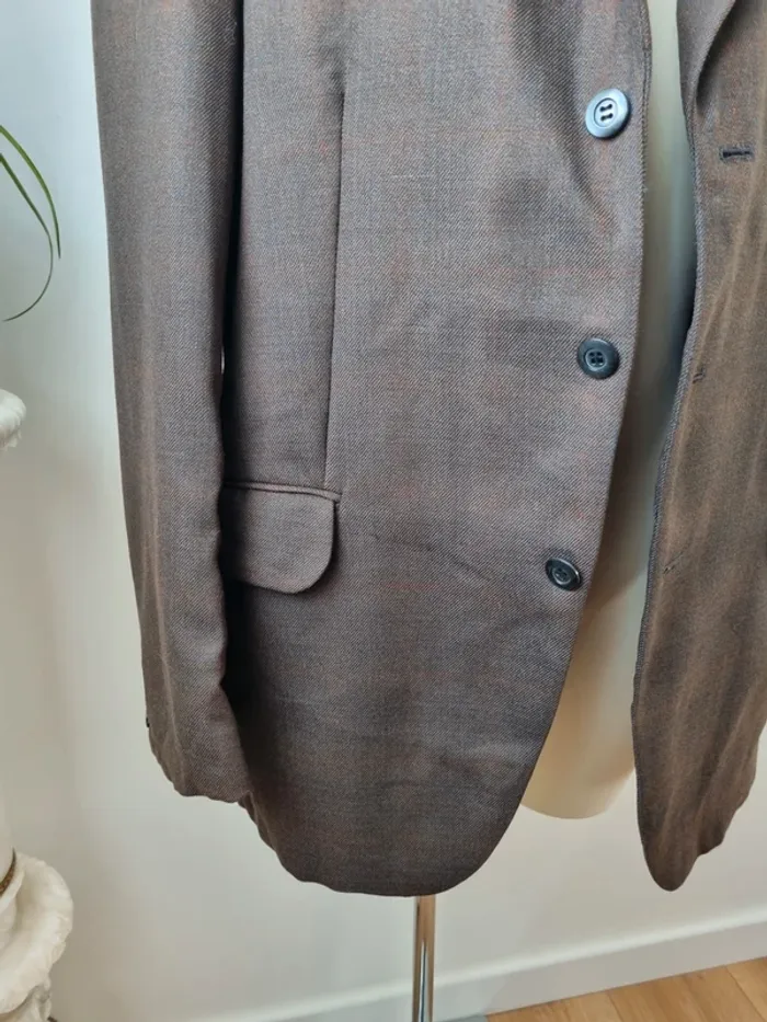 Blazer marron vintage en laine peignée - photo numéro 11